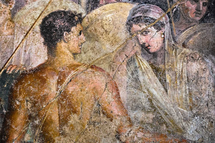 Wall painting - Briseis taken away from Achilles - Pompeii (VI 8 5) - Napoli MAN 9105