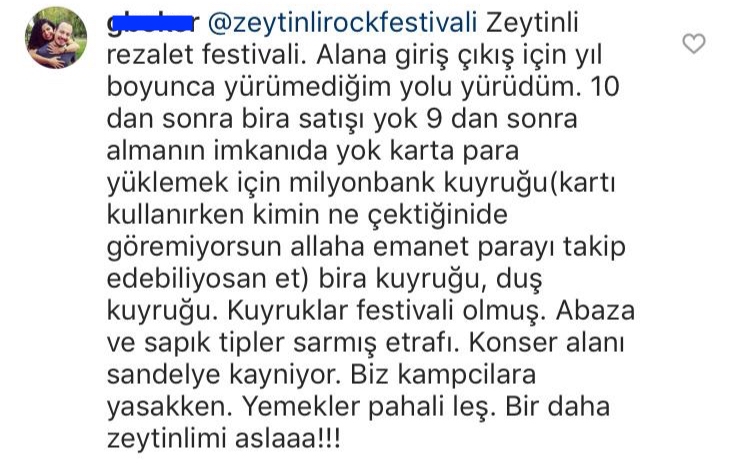 Zeytinli Rock Fest Katılımcı Yorumu